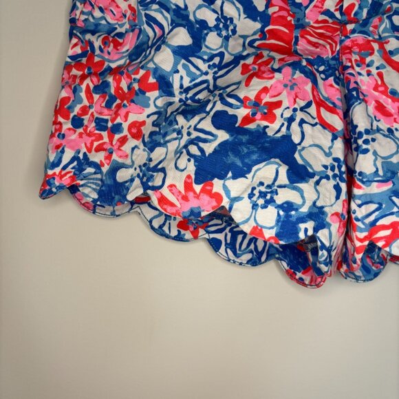 LILLY PULITZER Buttercup Short Womens 8 Pink Blue Floral Pocket Scalloped Summer - Picture 5 of 8